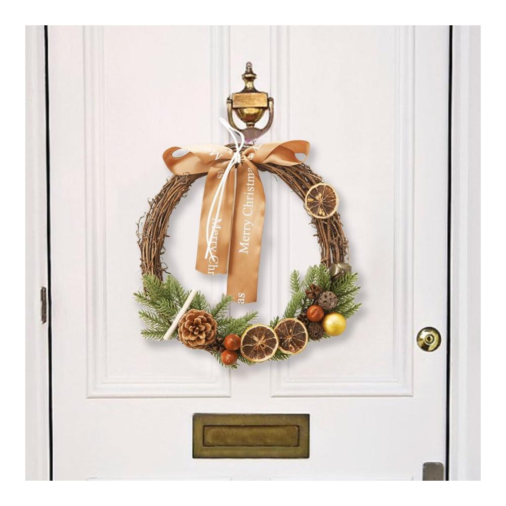 Entdecken Sie festliche Eleganz mit unseren realistischen PVC-Kränzen! Weihnachts-Wandbehang-Anhänger mit Ornamenten Schleife Beere Weihnachtsmann und Rentier. Künstlich gestaltet für Haustür Wand und Fenster. Verleihen Sie Ihrem Zuhause einen bezaubernden Charme! (F27