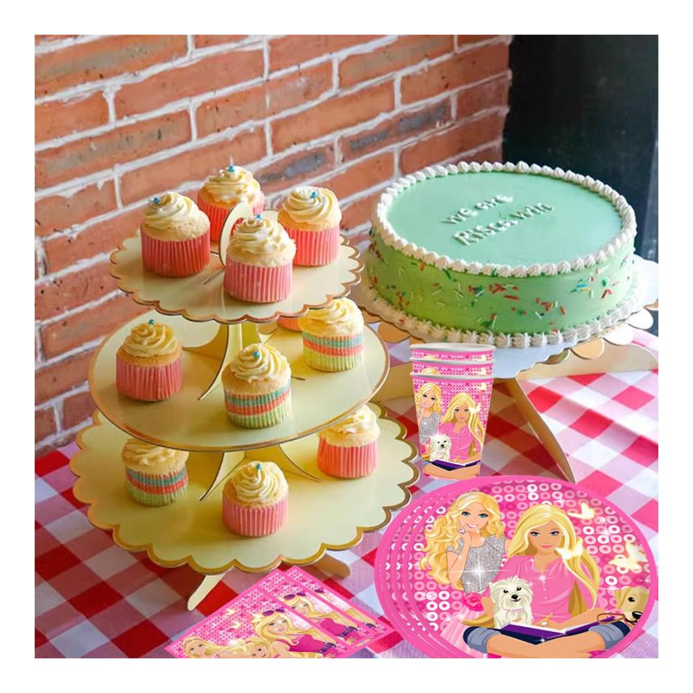 Prinzessin Partyzubehör Set für 10 Gäste - Festliche Deko mit Papiergeschirr Bechern & Servietten - Perfekt für Kindergeburtstage & besondere Anlässe