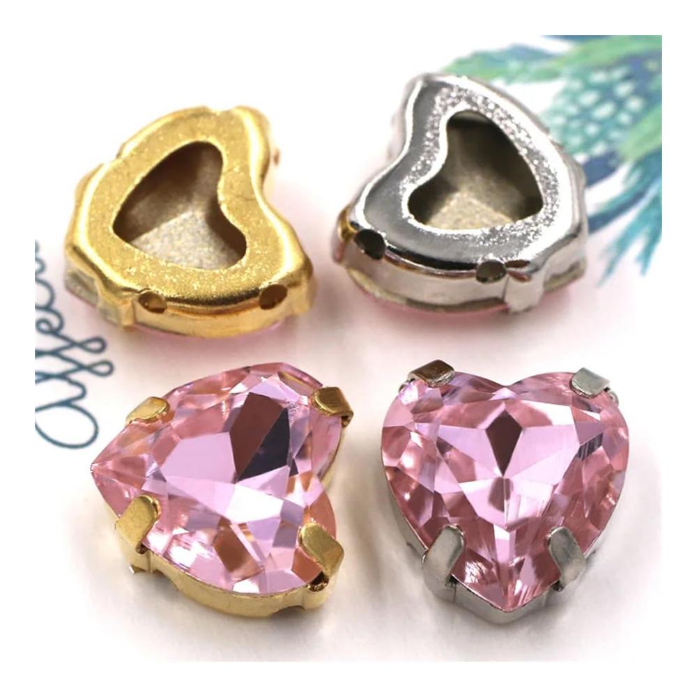 Entdecken Sie den Glanz 28 Stück 8 mm Rosa Glaskristall-Strasssteine Herzform mit Krallenfassung für Kleidung und Taschen - Hochwertige Strass-Applikationen in Silberner Kralle