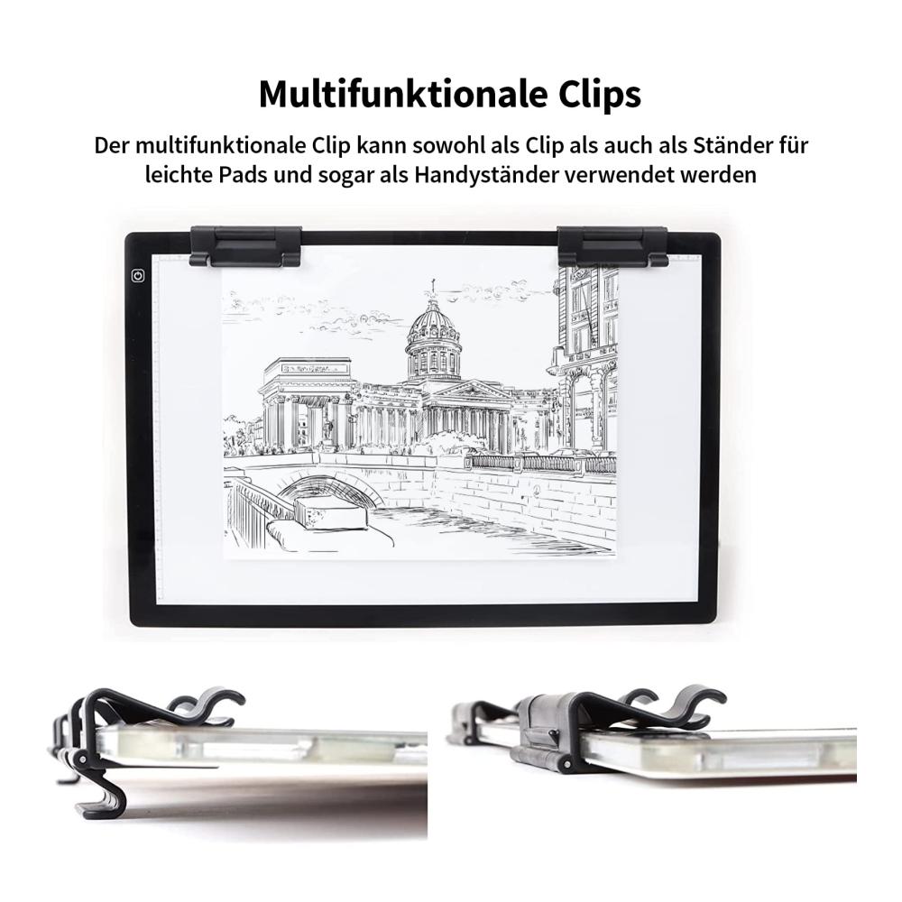 LED Leuchtkasten A2 - Brillantes Zeichnen & Diamond Painting mit ultradünnem 7mm Design stufenlos dimmbar inkl. 2 Clips und 12V 2A Adapter - Große Leuchtplatte für kreative Skizzierungen