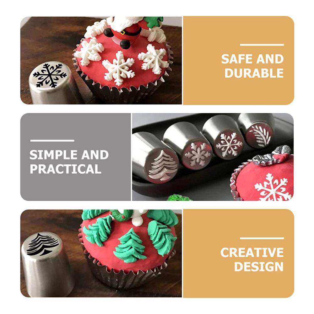 Weihnachtsblüten Spritztüllen Set 14PC - Profi Edelstahl Garniertüllen für Cupcakes Kekse & Kuchen Deko | Ultimative Backzubehör für festliche Geburtstags- & Weihnachtsfei