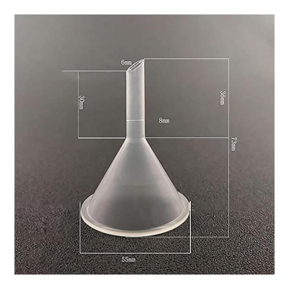Premium Mini Trichter Set - 30 Stück 3 Größen transparente Kunststoff-Trichter für Parfüm Marmelade Öl und Kosmetikproben - Praktisches Laborzubehör