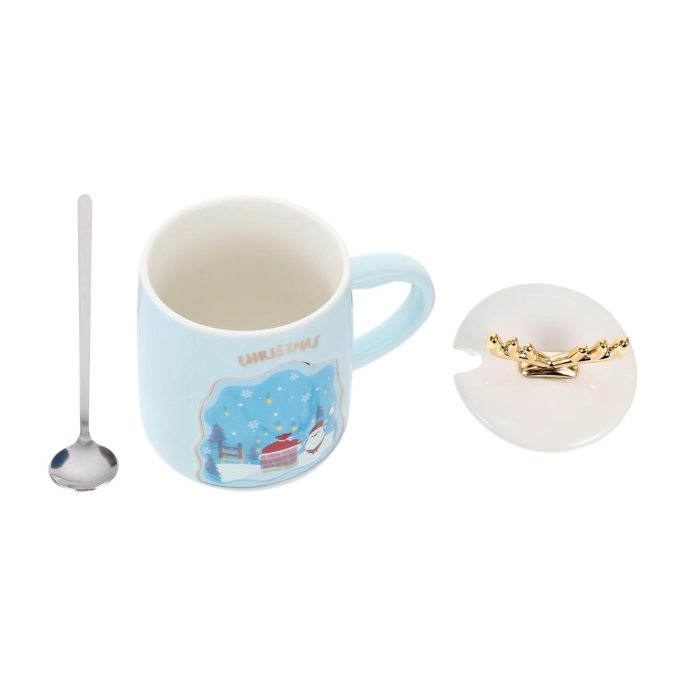 Genießen Sie Ihren Morgen mit Stil! 6er Set Espresso- & Mokkatassen | Weihnachtsmotiv | Keramik | Deckel | Perfektes Geschenk für die Feiertage