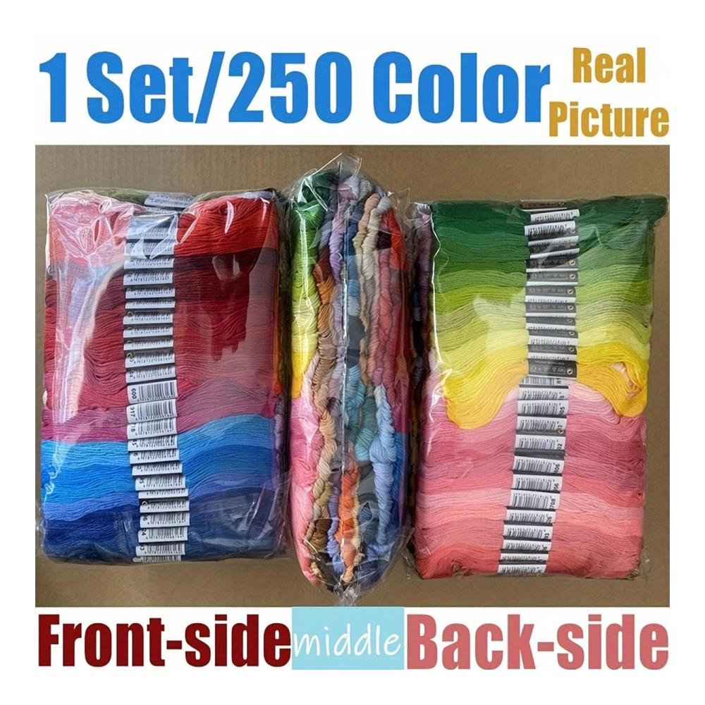 Premium Stick- & Nähgarn Set - 447 Farben Kreuzstich-Garn für Nähen & Stickerei - Inkl. 6 Stränge pro Farbe - Hochwertiges Handarbeitszubehör