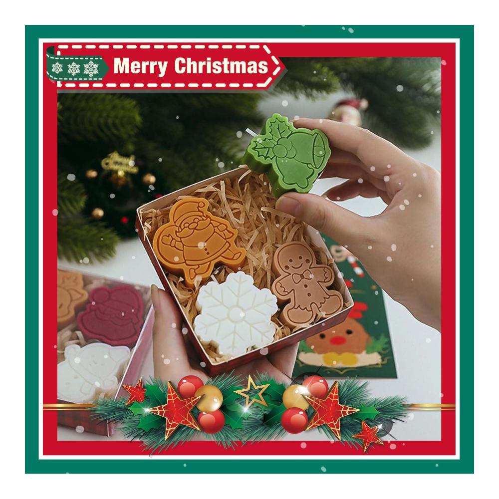 Weihnachtsduftkerzen Set 4 Stück Geschenkset mit Christmas Aromatherapy Kerzen - Duftkerzenset für festliche Stimmung - Sojawachs Muster inklusive