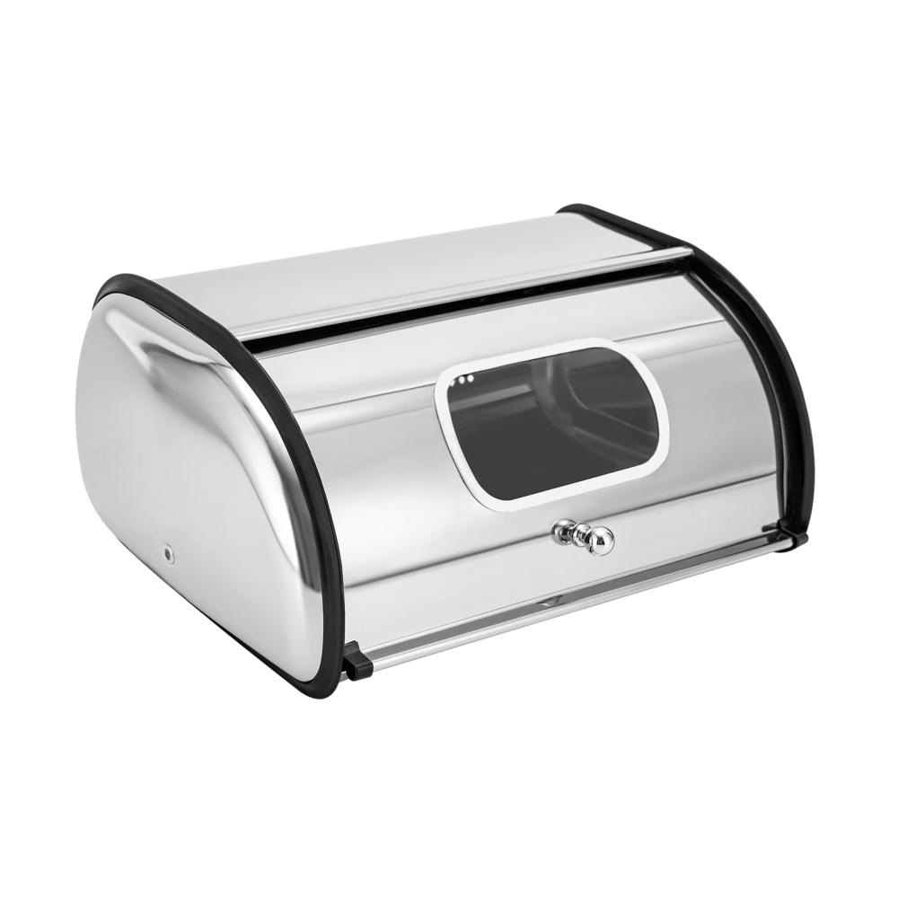 Hochwertiger Edelstahl-Brotkasten Brotkästen Brotbox Metall Rolldeckel Belüftungslöcher - Praktischer Rollbrotkasten für frisches Brot - 5L Kapazität - Idealer Brotbehälter für die Küchen
