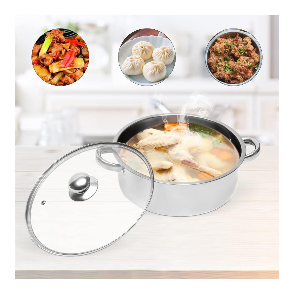 Erleben Sie kulinarische Meisterwerke 5-lagiger Edelstahl Dampfgarer mit Glasdeckel 26cm Durchmesser Biodampfkocher für gesunde Mahlzeiten Mantovarka Dampfkochtopf für Induktion und Küche