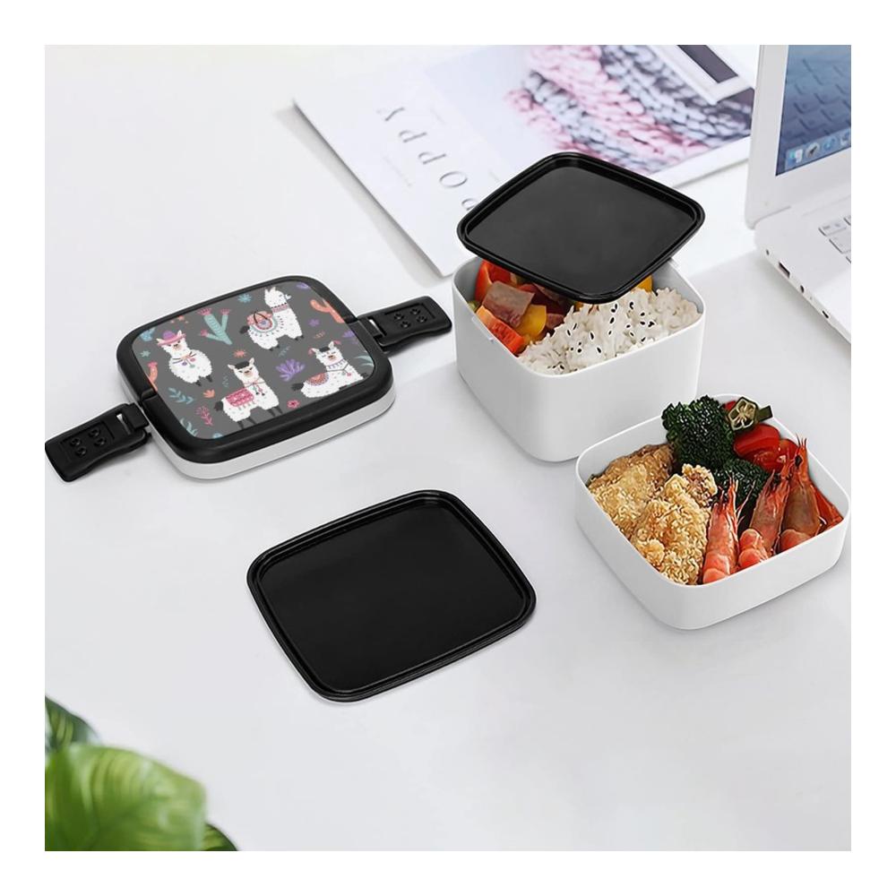 Alpaka Bento Box 2-lagige Frischhalteboxen mit Griff – Ideale Brotdose für Schule Arbeit und Unterwegs – Nachhaltige Lunchboxen für leckere Mahlzeiten unterwegs