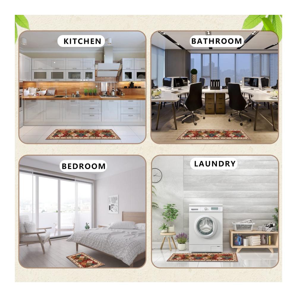 Erwecken Sie Ihre Küche zum Leben mit 2 rutschfesten Kaffee-Muster Küchenläufern – Ideal für Zuhause und Büro – Stil D 40x120cm & 40x60cm – Läufer