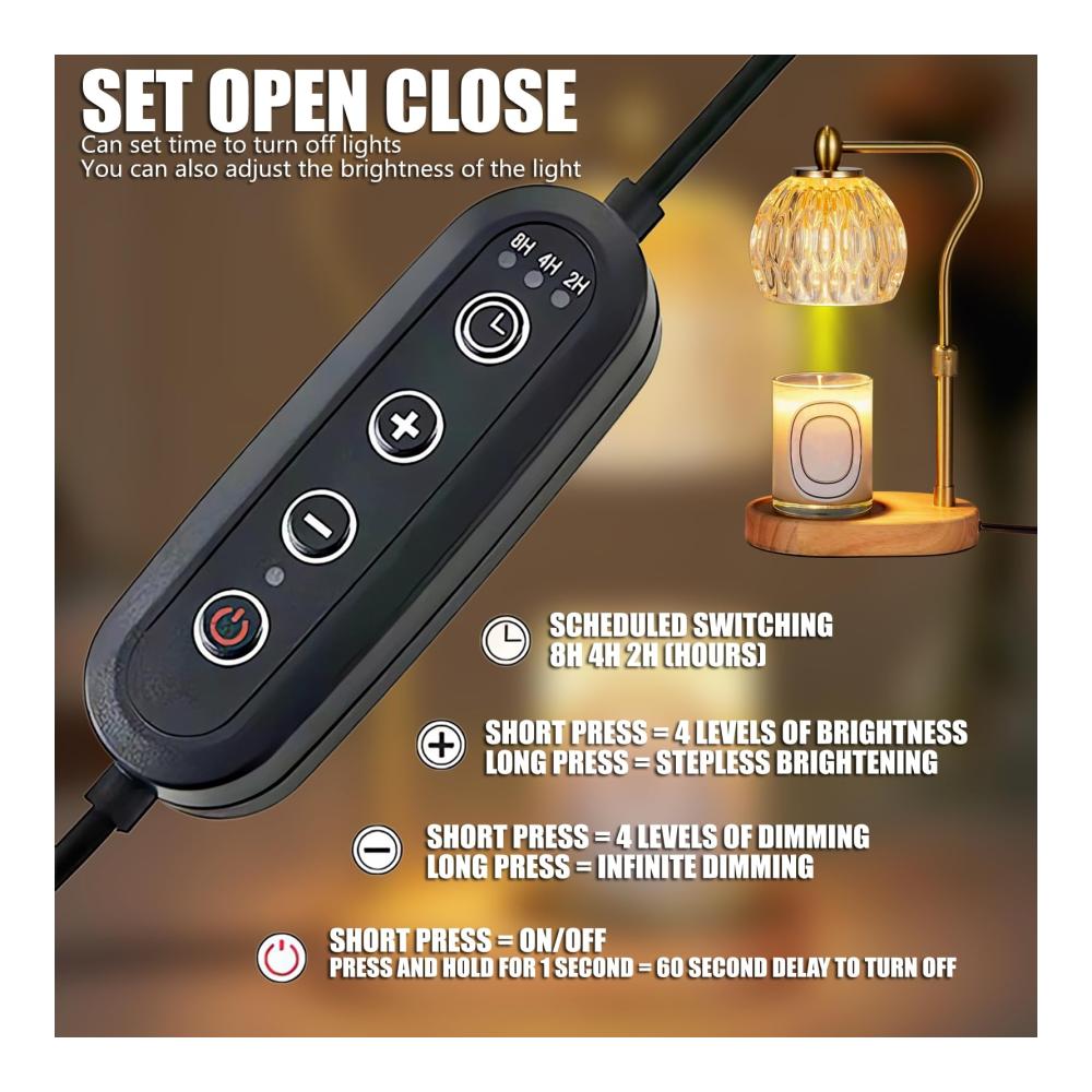 Duftlampen Elektrische Kerzenwärmer-Lampe mit Timer Dimmer höhenverstellbarem Design und kompatibel mit Duftkerzen - Gold