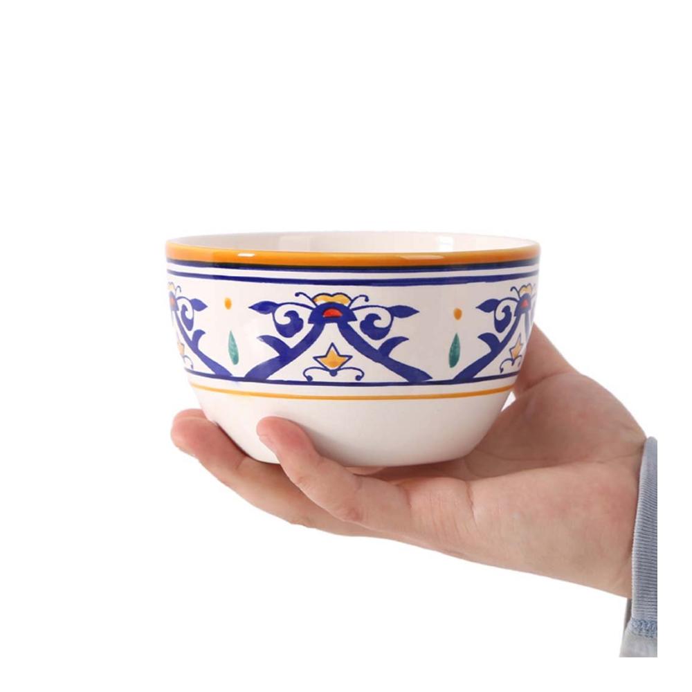 Handbemalte Keramiksalatschüssel 114 cm – Europäische Haushaltsutensilien für kreative Küche – Ideale Reisschüssel Müsli- und Suppenschale (Farbe B