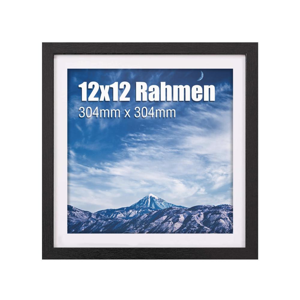 Erleben Sie zeitlose Eleganz wyewye 30x30 cm Bilderrahmen - Hochwertiger Holzrahmen mit Passepartout für 24.4x24.4 cm Kunstwerke - Klassisches Design für Wand & Tisch - Ideales Geschenk in stilvollem Schwarz