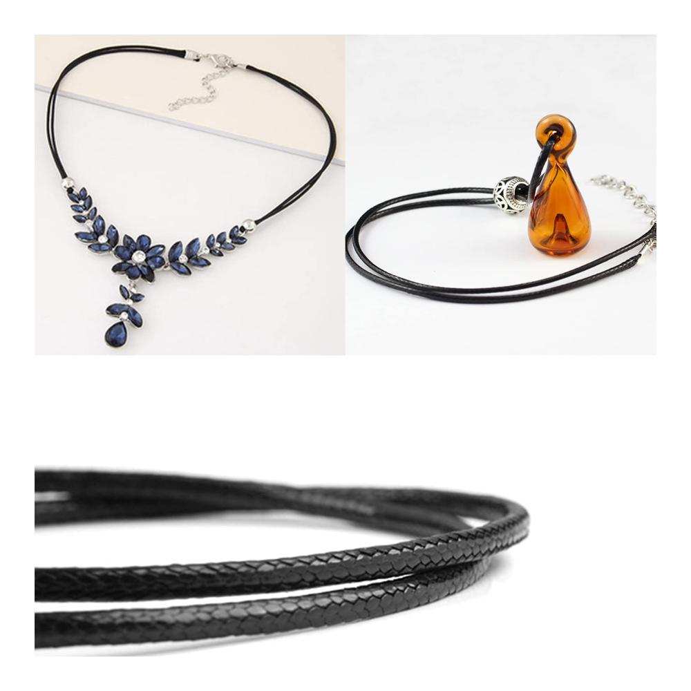 Entfesseln Sie Ihre Kreativität 120 schwarze gewachste Schnüre & Fäden mit Karabinerverschluss - Großpackung für Armbänder Halsketten & Schmuckherstellungszubehör (50 Stück 8 cm lang 15 mm breit). Perfekt für DIY-Projekte