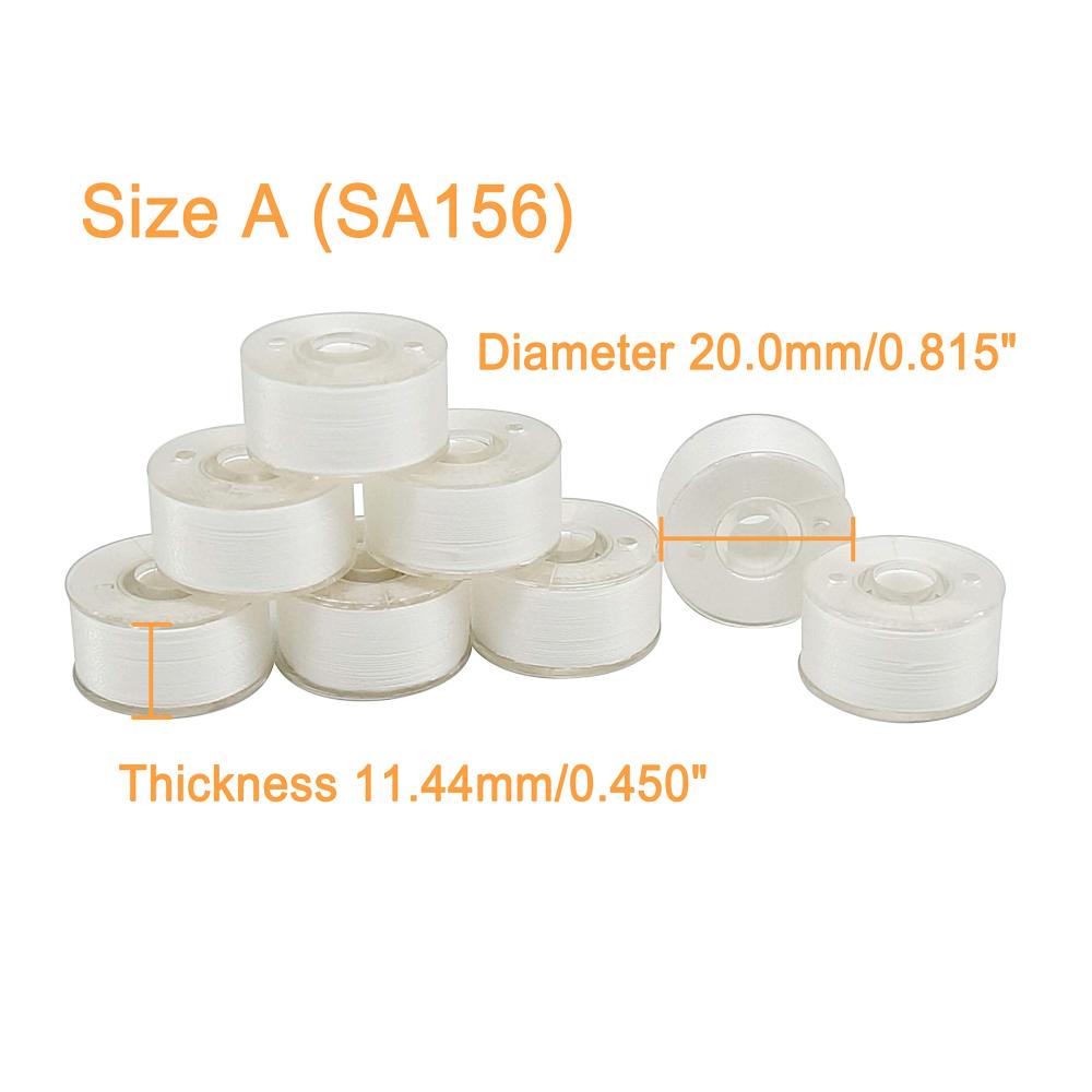 25 Stück Weiße Vorgewickelte Spulen Unterfaden Set - 70D/2 (60WT) Kunststoffspulen Größe A SA156 für Nähen & Stickerei - Passend für Brother Babylock Janome Singer Kenmore - Hochwertiges Nähzubeh