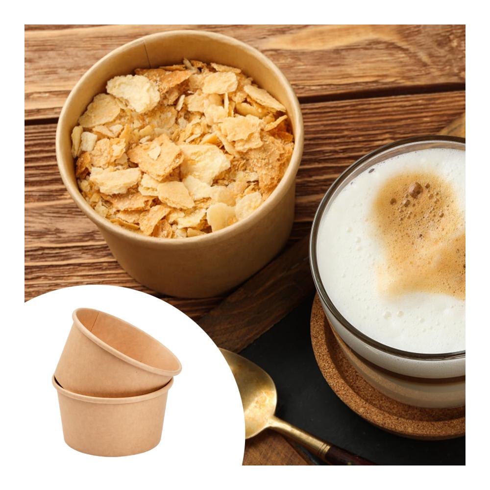 100 Einweg-Teller aus umweltfreundlichem Kraftpapier | Bio-Pappbecher für Suppe Salat Desserts | Kompostierbare Papier-Snacktassen | 430ml