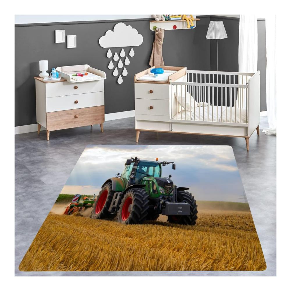 Ernte den besten Stil Teppich-Traktor fürs Schlafzimmer! Jugendliche werden den flauschigen Kurzflor und das Bauernhof-Thema lieben. Rutschfeste Spielteppiche für ultimativen Spa