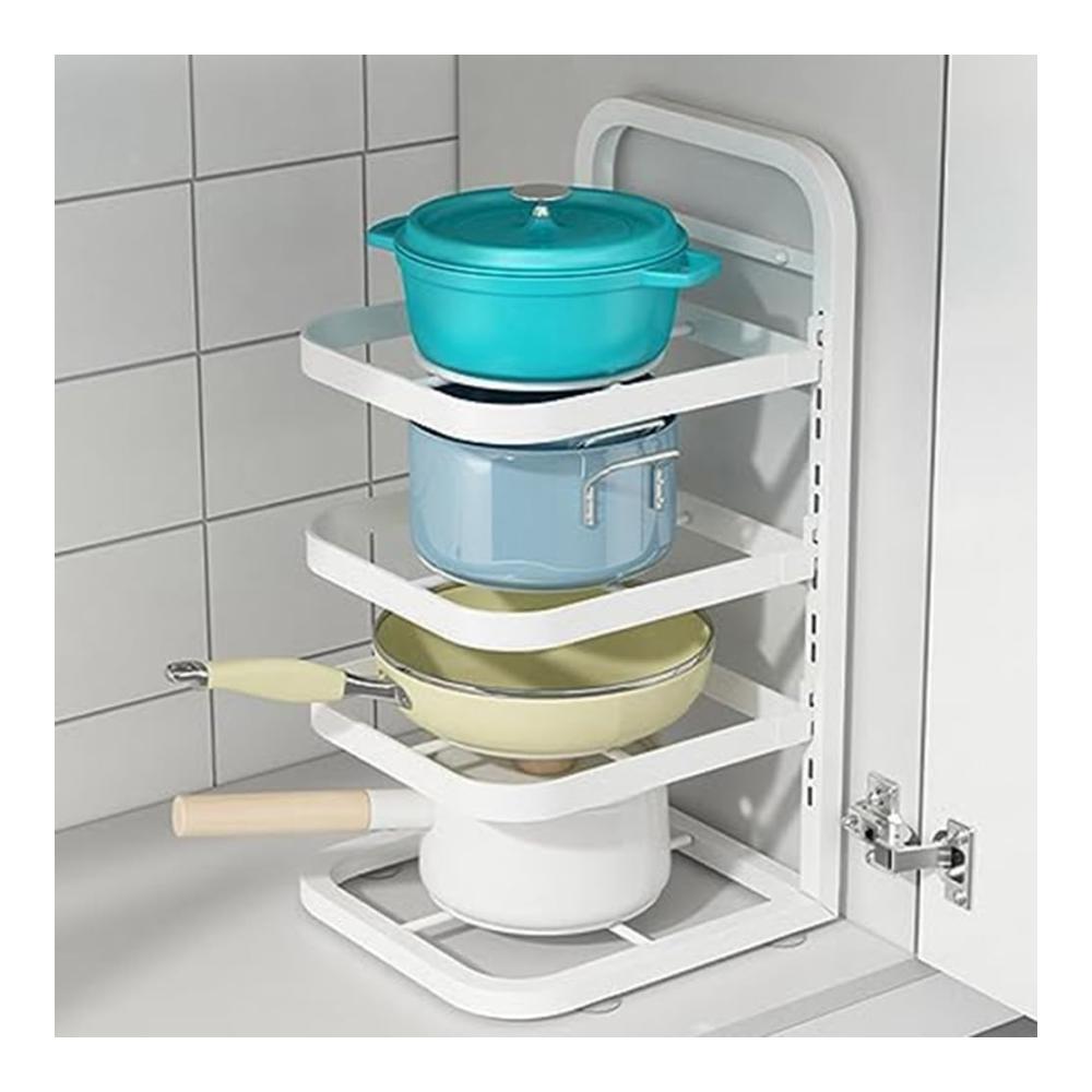 Optimaler Platzspar-Topfregal & Pfannenhalter – INTCHE Unter-Schrank Organizer für Küche | Verstellbare Hängeleisten & -regale | Einfache Montage &