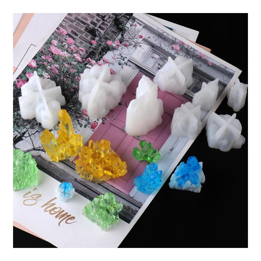 Entdecke die Magie des Modellierens & Gießens! Silikonformen Epoxidharz Kristalle - Perfekt für DIY Harzprojekte - 8 Stück Set für Faux Quarz & Heilkristall Kreationen