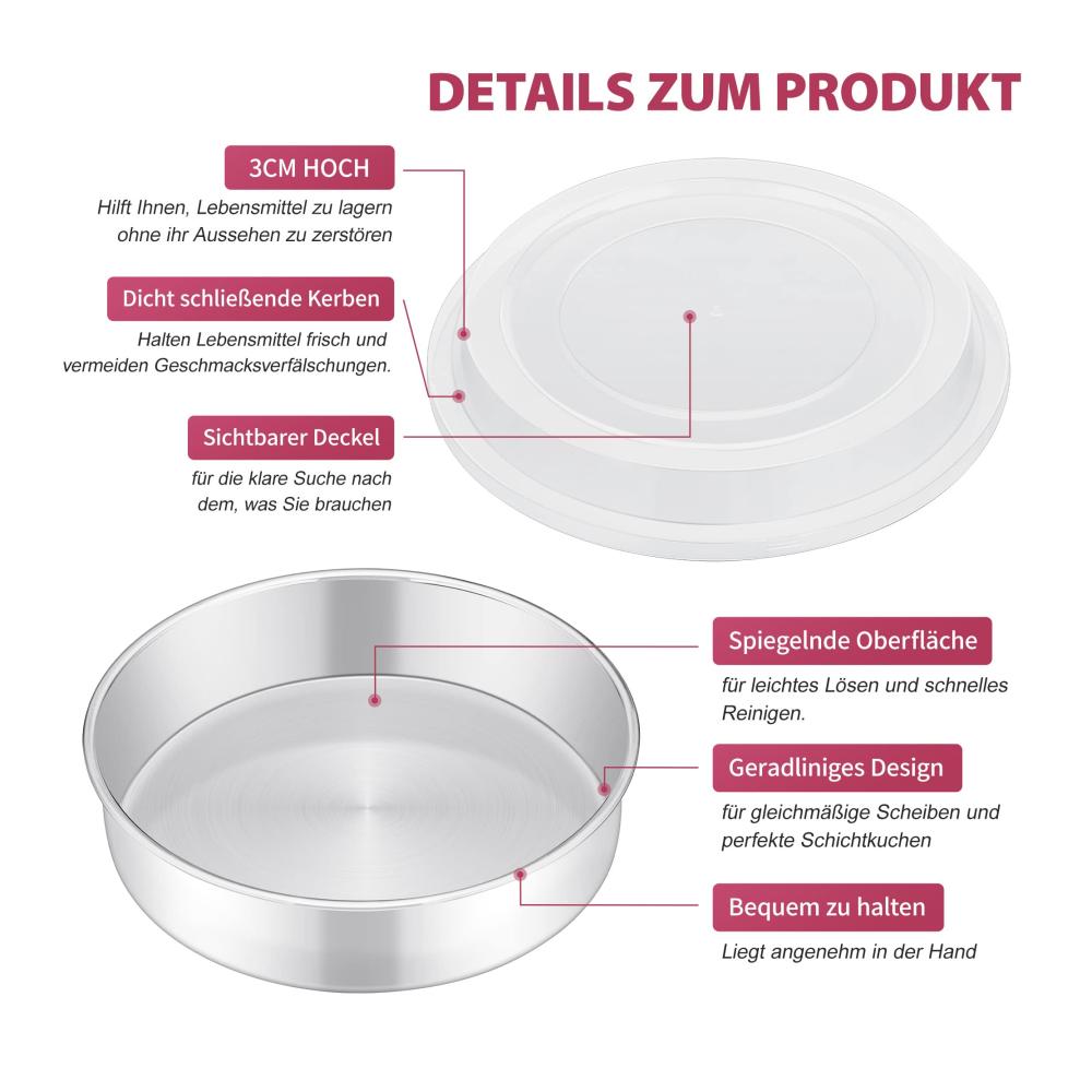 Entdecken Sie erstklassige Backfreude mit unserem 21cm Edelstahl Rundblech! Perfekt für Brownies Geschenke zu Hochzeiten Geburtstagen und Weihnachten. Gesund ungiftig auslaufsicher und spülmaschinenfest – die ideale Backform für jedes Picknick-Abenteuer