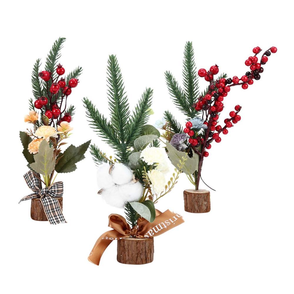 Festliche Atmosphäre im Handumdrehen 3-teiliger Mini-Weihnachtsbaum-Satz für stilvolle saisonale Dekoration. Kunstvoll gestaltet für Desktop Wohnzimmer und festliche Events