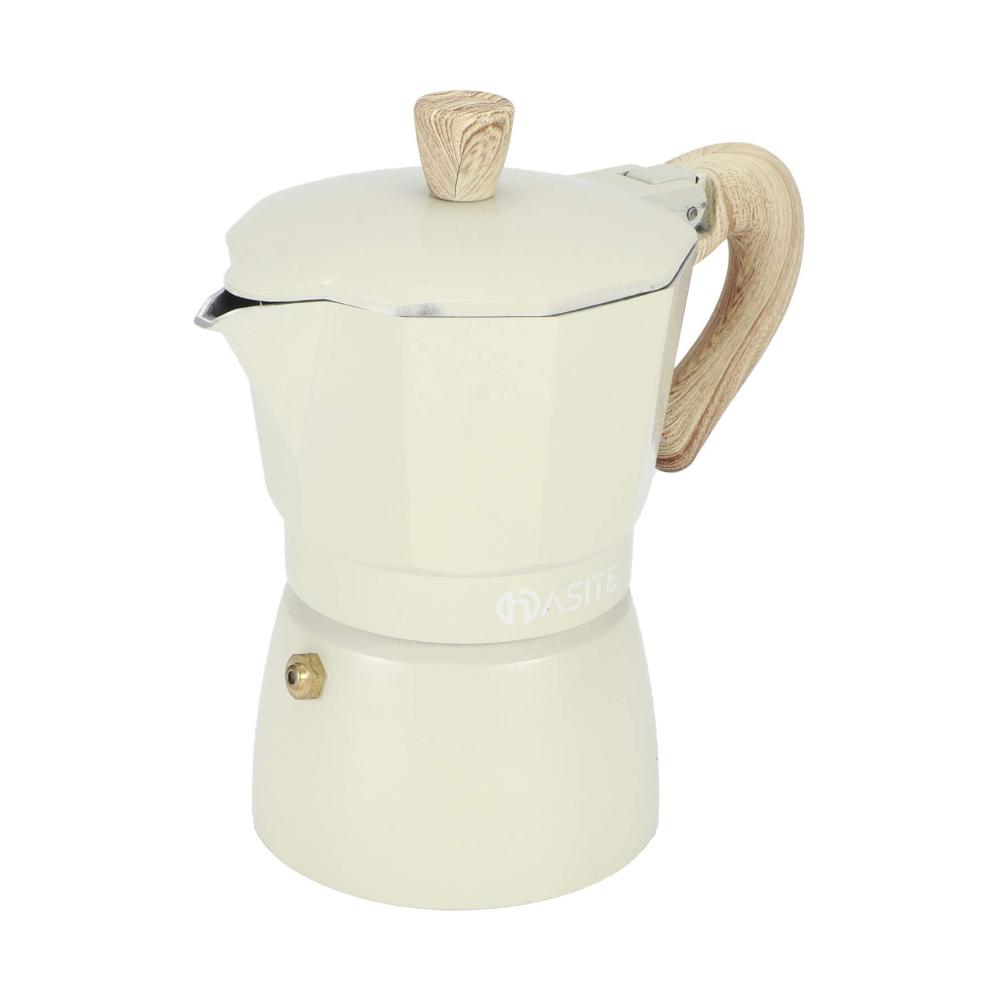 Espressokocher Moka-Kanne Aluminium | Achteckige Kaffeekanne | Wasserkocher für Zuhause | Café Zubereiter | Traditioneller Genuss in schwachem Gelb 150ML
