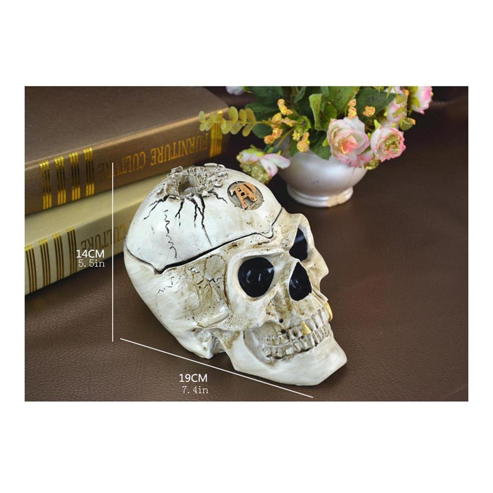 Aschenbecher Deluxe Gruseliger Menschlicher Totenkopf-Aschenbecher mit Deckel für Büro Ornament Heimdekoration - Einzigartige Skelett Figuren Aschenbecher - Ideales Geschenk für Raucher und stilvolle Heimdekoration