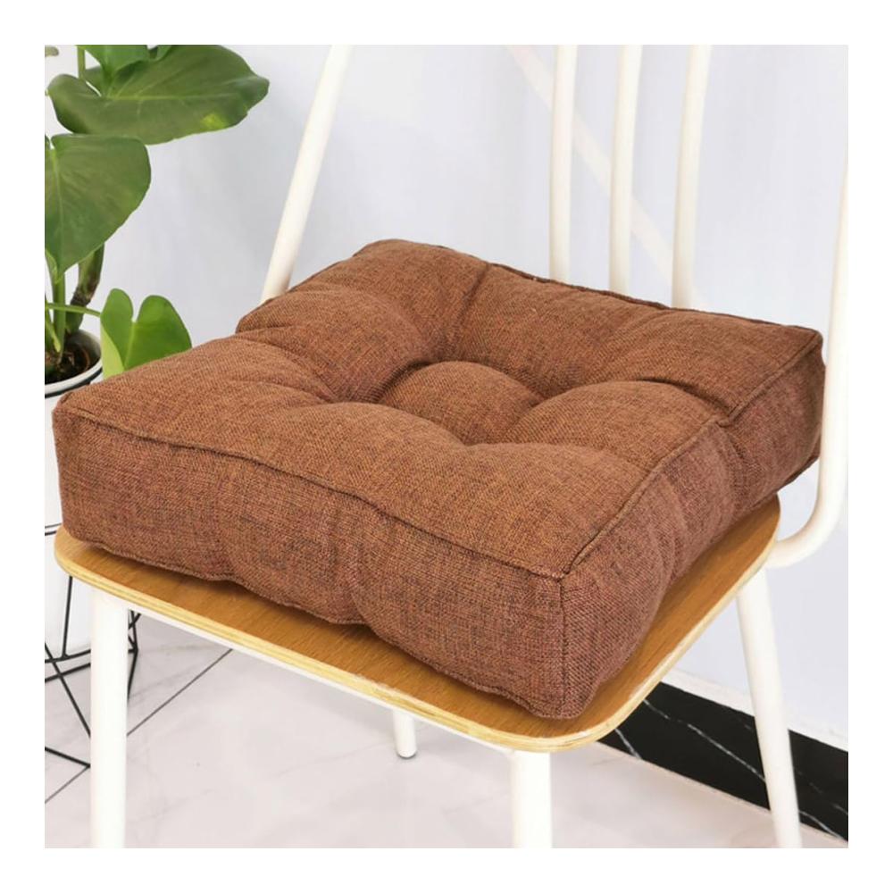 Dicke Baumwoll-Stuhlkissen 50x50 cm Braun | Weiche Sitzpolster für Zuhause und Büro | Quadratische Sitzkissen für Komfort und Stil im Innenbereich | Extra dickes Stuhlkissen