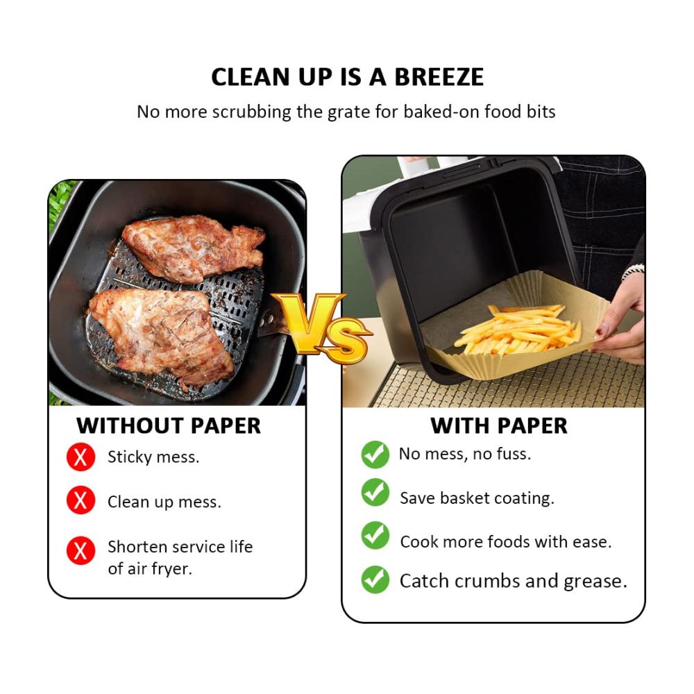 120 Stück 20 x 3 cm Backpapier für 5-9QT Luftfritteusen | Einweg-öldicht & wasserdicht | Antihaft-Pergamentpapier Liner für Mikrowelle & Ofen | Ideales Zubehör für gesündere Kochergebnisse