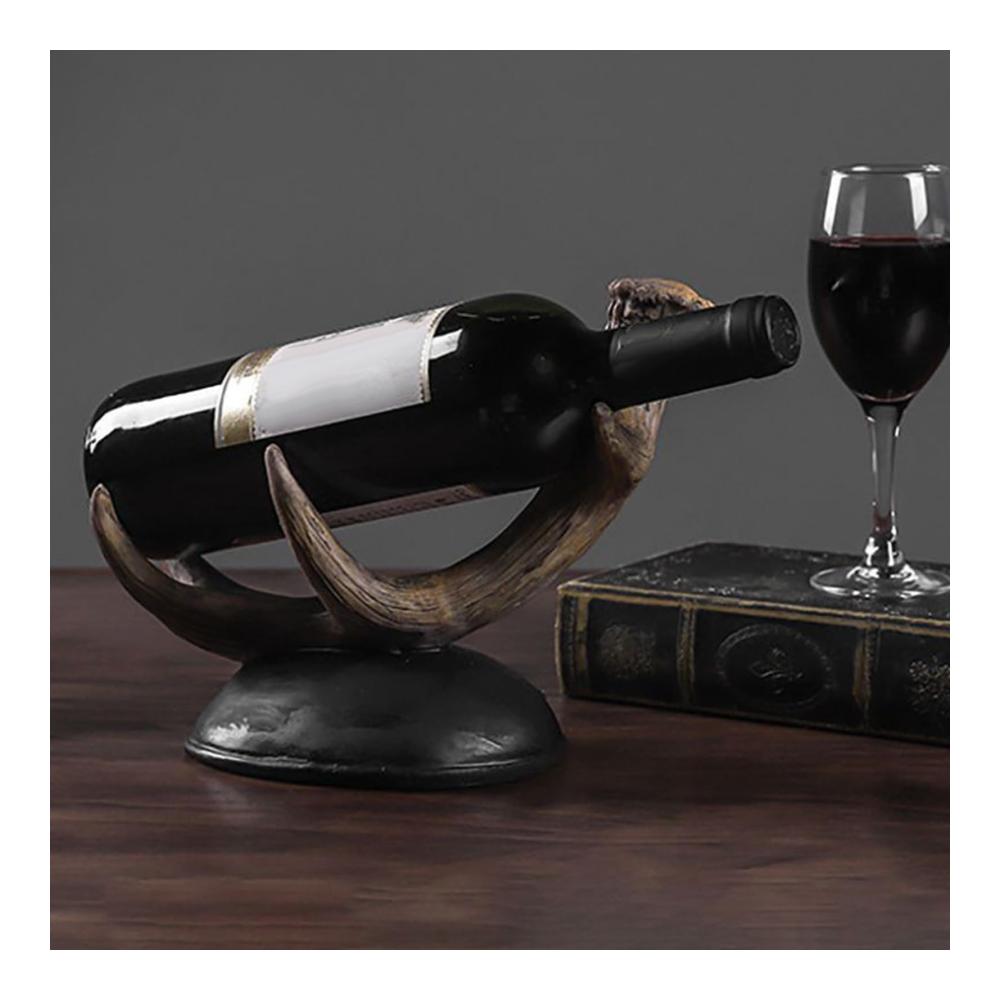 Einzigartiges Weinregal Hirschgeweih Design | Kunstharz Flaschenhalter für stilvolle Präsentation von Weinflaschen | Schräges Regal für Tisch und Wandmontage | Edles Weinregal aus Geweih