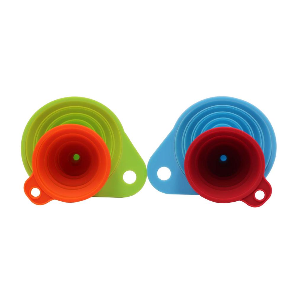 Silikon-Falttrichter-Set mit 4 Trichtern für Küche und Kochen - Platzsparende leicht zu reinigende Trichter für Wasserflaschen Öle Flüssigkeiten - Hochwertige Lebensmittel