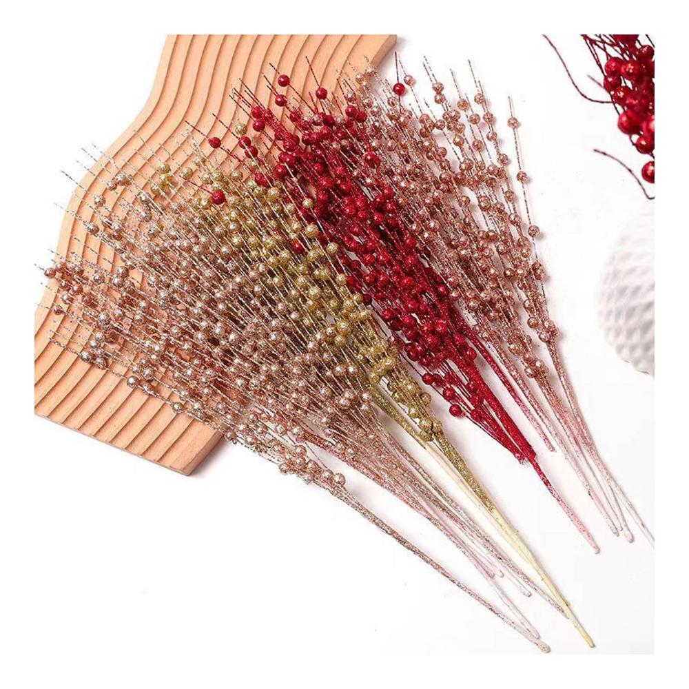 Entdecken Sie die Magie der Natur 10 Stück Künstliche Rote Beeren Dekoration - Roségold Glitzer Beeren Stiele für Weihnachten Deko & Bastelzweige - Ideale Früchte-Verzierung für festliche Stimmung
