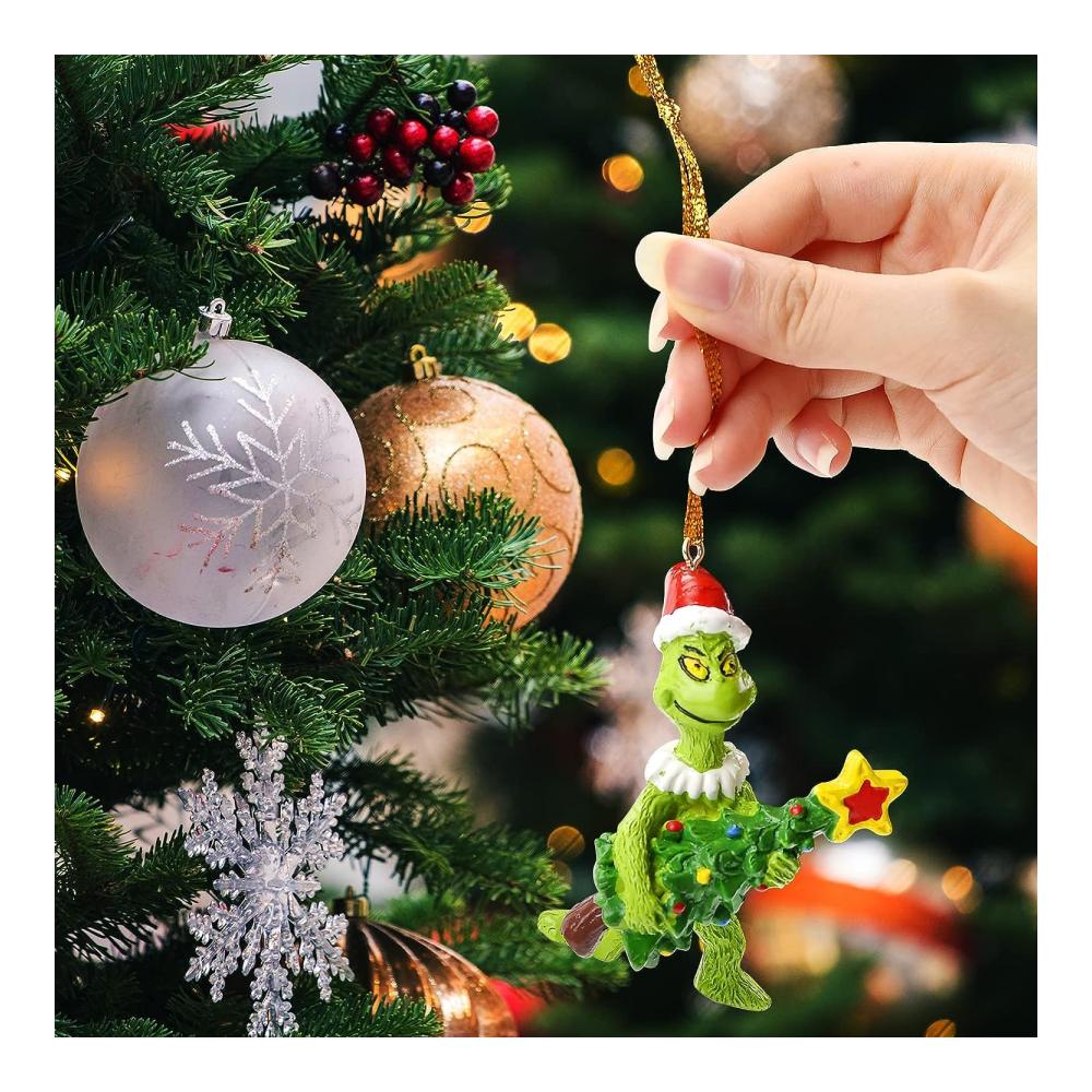 Bringen Sie die Feiertagsstimmung mit Grinch Weihnachtsdekorationen Anhänger - Frohe Weihnachten in Ihr Zuhause! Grüner Kunstharz-Anhänger für Urlaubsatmosphäre & Partys