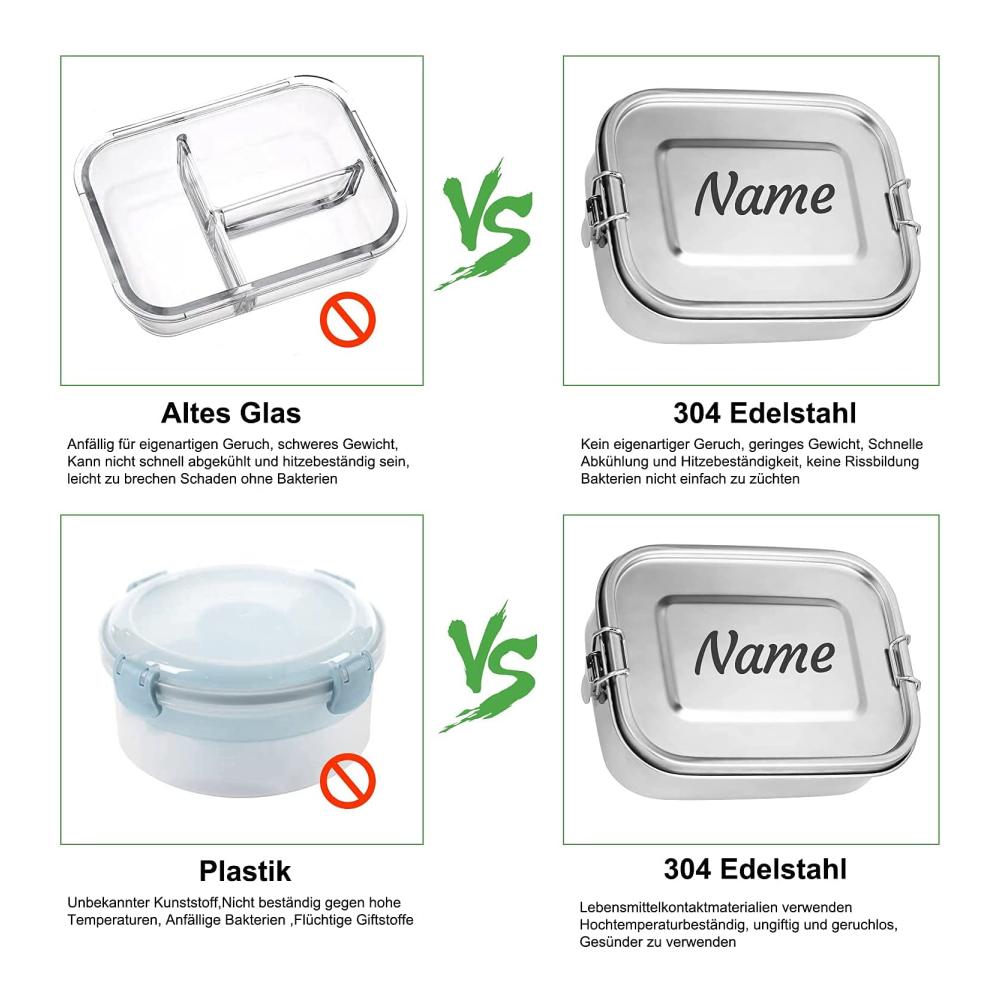 Personalisierte Gravierte Edelstahl Lunchbox Name Lunchbox Bento Box (sty1) - Hochwertige Lunch-Boxen mit individueller Gravur für stilvolles Mittagessen unterwegs - Ideal für Schule Arbeit und Picknicks - Hält Speisen frisch und sicher - Praktisches Geschenk