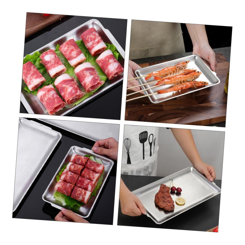 Edelstahl Grillpfannen Töpfe & Pfannen Set - Rechteckige Backform Sushi Tray Kuchenplatte - Küchenwaren aus rostfreiem Stahl für stilvolles Servieren und Dekorieren - Hochwertige Eisenplatte inklusive