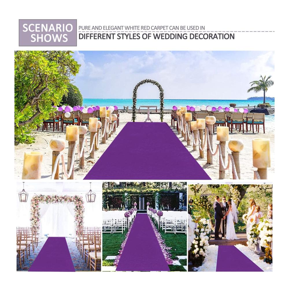 Hochwertiger Gangläufer in Lila für stilvolle Events - Rutschfester Teppichläufer 2mm Dicke - Perfekt für Hochzeiten Kirchen Partys und Stranddekorationen - 1