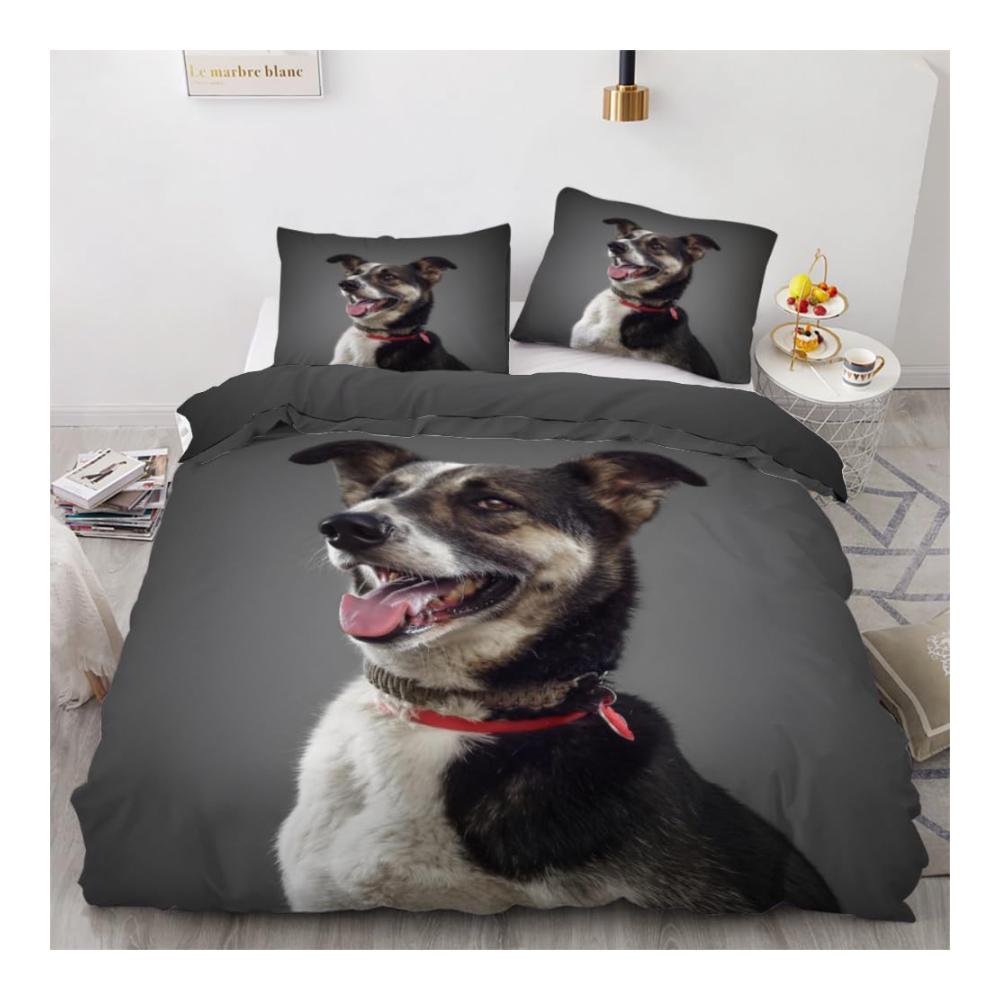3D Hunde Motiv Bettwäsche-Set 220x240 cm - Wendebettwäsche mit Reißverschluss 100% Leichte Mikrofaser Tierfreunde Zimmer Dekor Inkl. 2 Kissenbezüge 80x80 Bettwäsche-Sets für Tierliebhaber