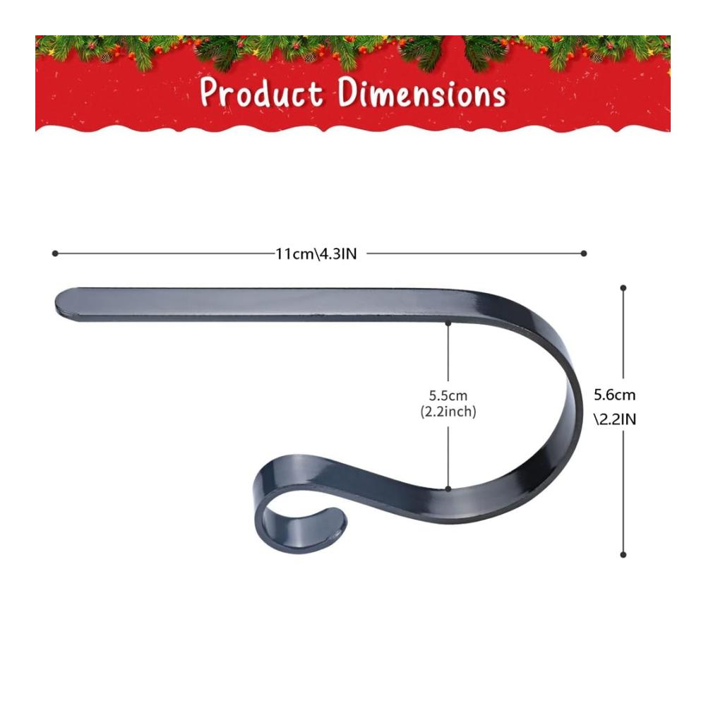 Weihnachtsstrumpfhalter-Set für festliche Kamindekoration | 6 Halter Schwarz | Weihnachtssockenhaken für stilvolle Weihnachtsatmosphäre | Praktische Haken für Weihnachtsstrümpfe und mehr