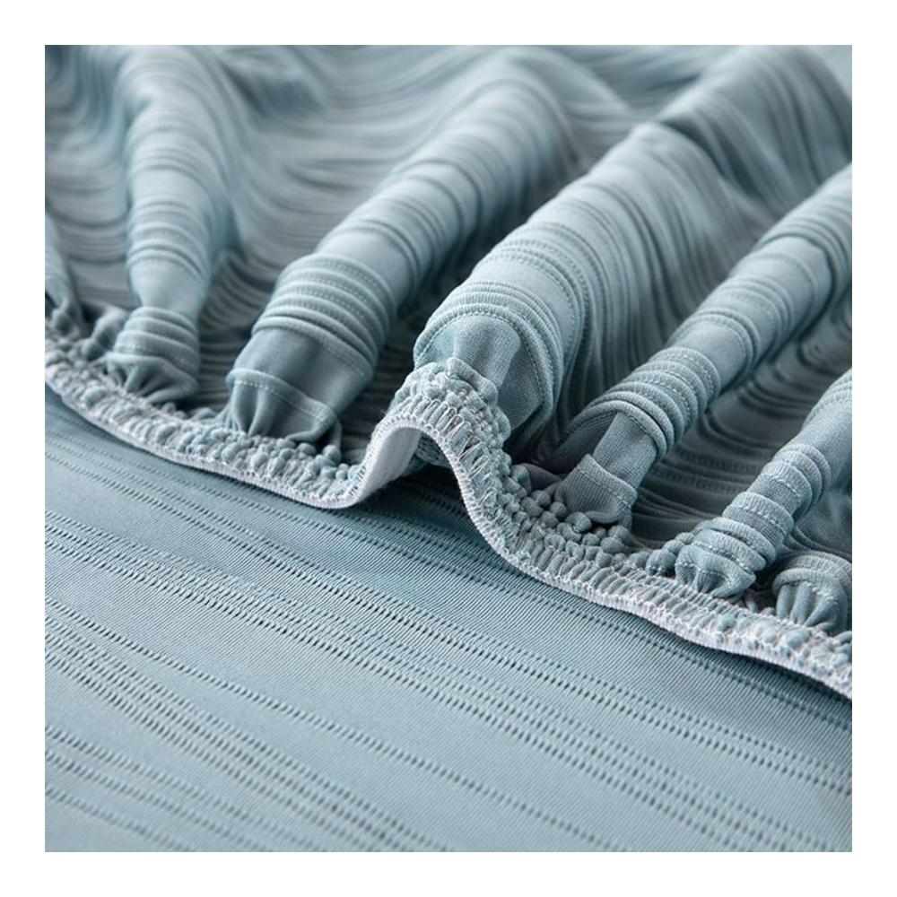 Eisseide Sofaüberwurf Kühlendes Gefühl | Stretch & wasserdicht | Rutschfeste Couch-Kissenbezüge | Universeller elastischer Bezug | Blau | Größe Sitzbezug (L