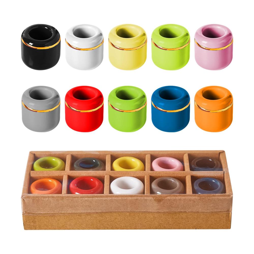 10er Set Kerzenständer aus Keramik für Ritualzauber - Magische Chime Kerzenhalter für Okkultismus Zaubersprüche Rituale & Meditation - 3 x 3.2 cm