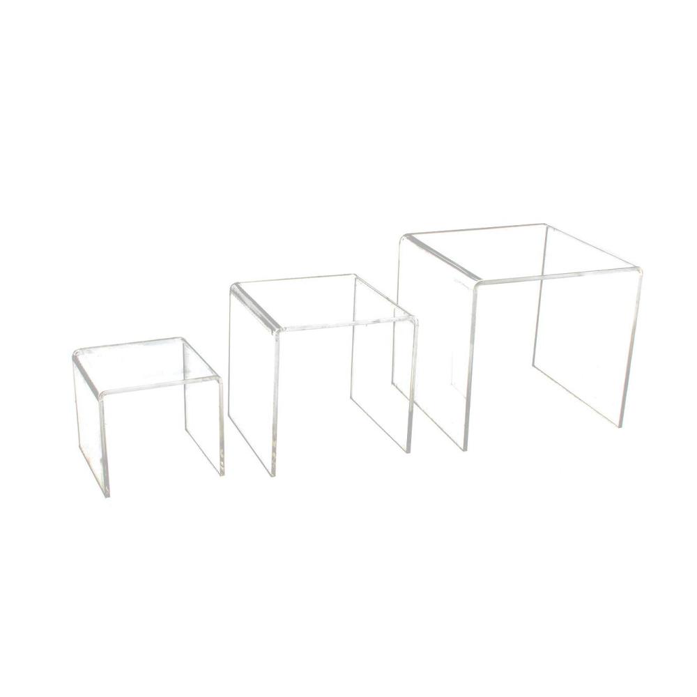 Erleben Sie Eleganz und Organisation mit unseren 3-stufigen Klaren Acrylvitrinenständern – Ideale Vitrinenregale für Figuren Buffets Cupcakes und Schmuck. Praktisch und stilvoll mit klebriger Schutzfolie für perfekte Präsentation. Entdecken Sie die Kunst der Präsentation