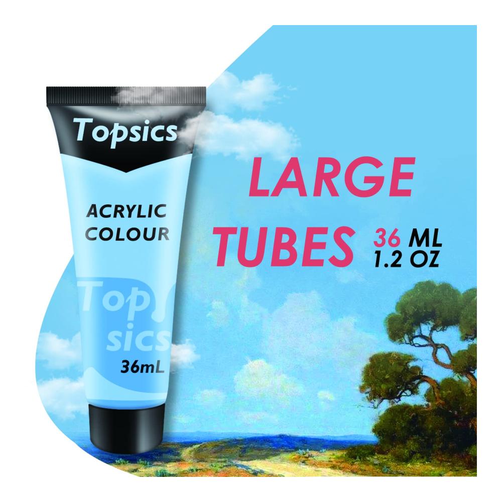 Hochwertiges Acrylfarben Set - 16 Tuben 36ml | Bastelfarben inkl. Pinsel und Mischpalette | Ungiftige Acrylfarben für Papier Stein & Holz | Farben & Lacke