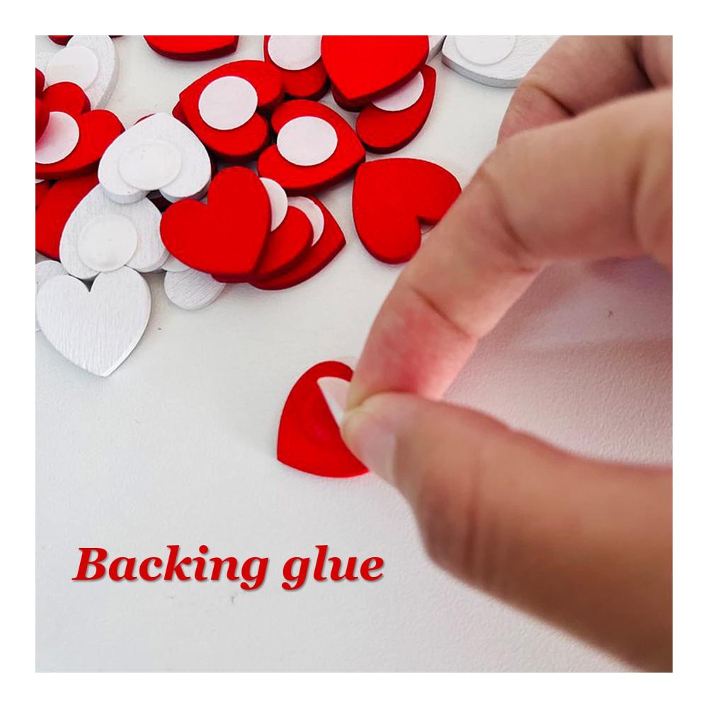 100 Stück Unbehandeltes Holz Mini Herz Aufkleber DIY Bastelset - Natürliche Holzherzen für Valentinstag Hochzeit & Party Deko
