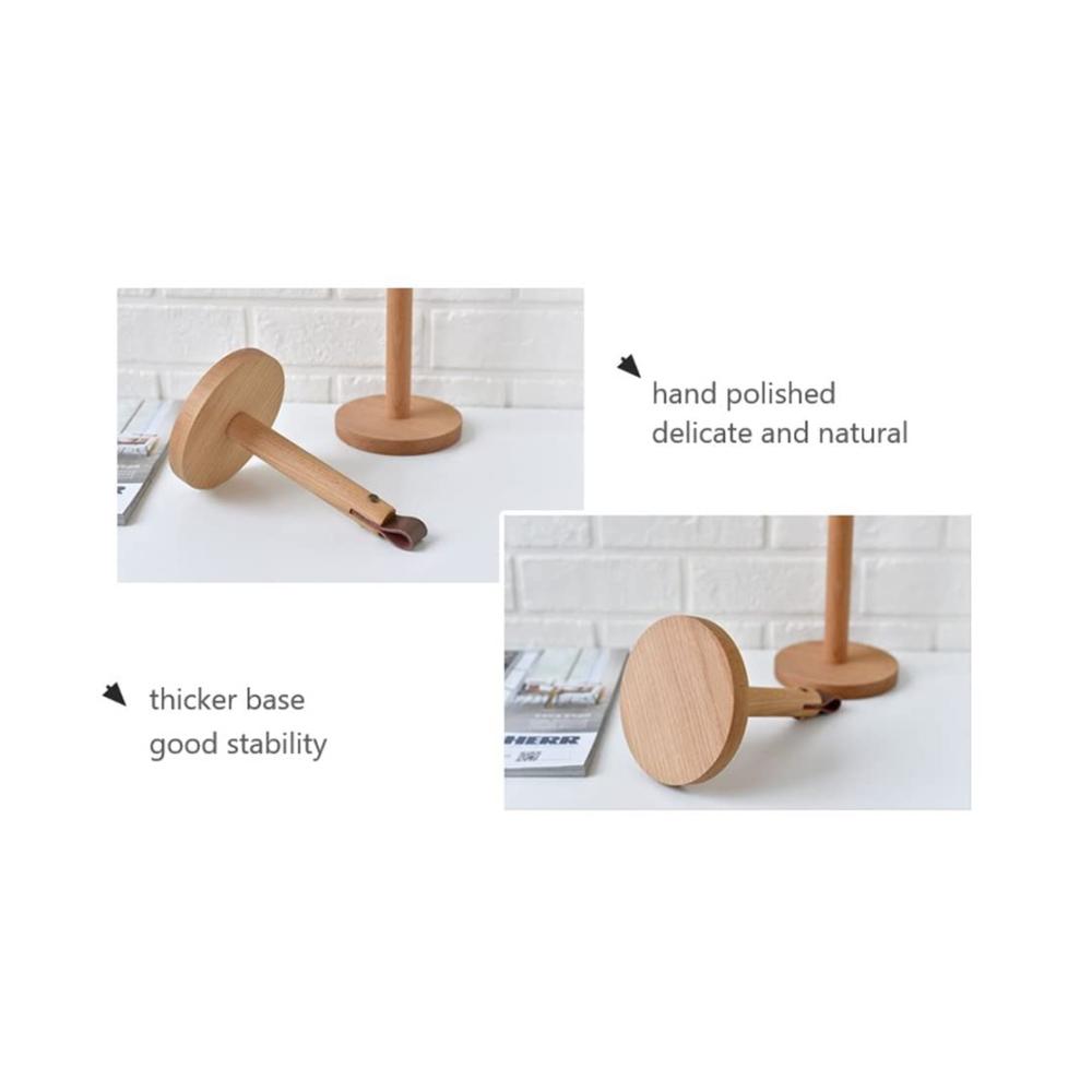 Holz Rollenhalter Stilvolle Papierhandtuchhalterung & Rack für Küche & Büro - Platzsparender stehender Dispenser für Tisch & Schrank - Praktisches Papierhandtuchregal & Halter mit stabiler Basis