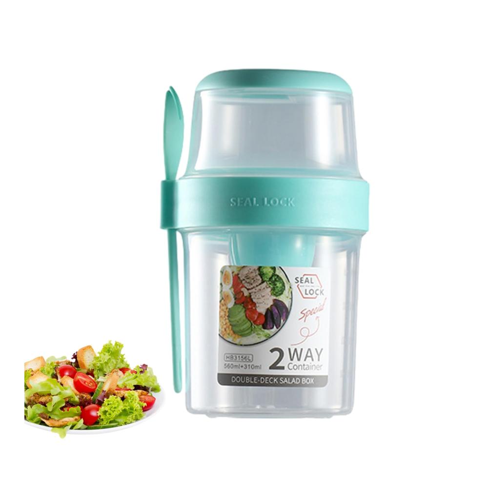 Glasbehälter & Töpfe 29oz tragbarer Joghurt-to-go-Becher mit Löffel | Reise-Müslischale für Overnight-Oats Müsli Milch & mehr