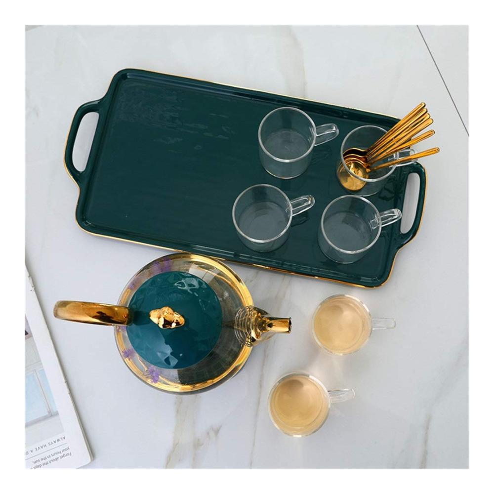 Kaffeegenuss deluxe 14-teiliges Set nordischer Goldstil Kaffee- & Teegläser inkl. Keramik-Teetassen. Perfekt für gemütliche Momente