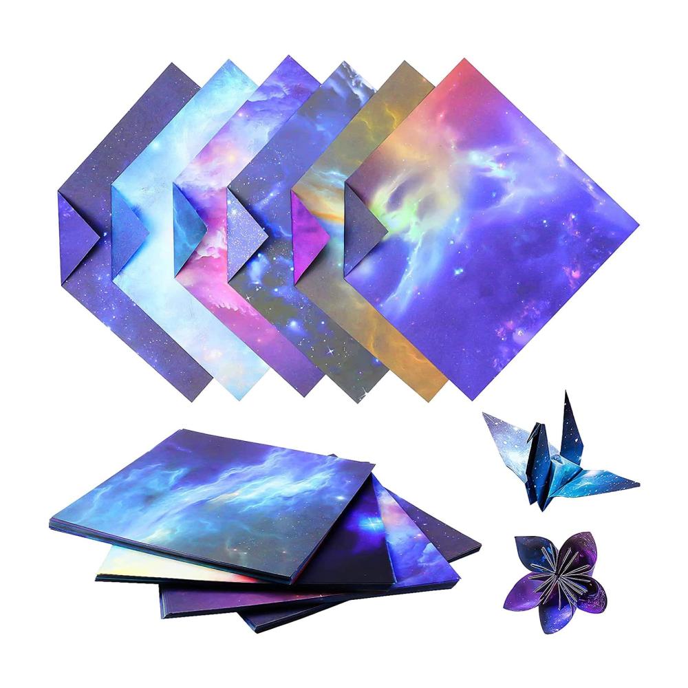 Premium Druckpapier im Galaxy Space Design | 200 Blatt doppelseitiges farbiges Papier für Kunsthandwerk | Hochwertiges 6x6 Zoll Papier mit Sternenmuster | Ideal für kreative Projekte und Basteln