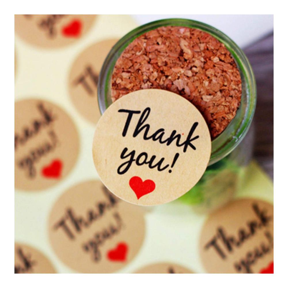 48 Kraftpapier Sticker Thank You für Hochzeit & Party - Deko Aufkleber mit Versiegelung - Rustikale Vintage Design - 48 Stück