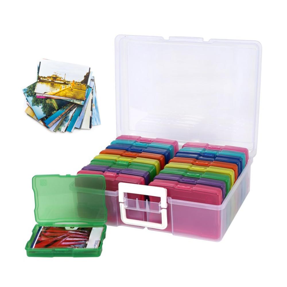 Scrapbooking Deluxe Mehrfarbige Fotospeicherboxen 4x6-Zoll - Organisieren Sie Ihre Bastelarbeiten und schützen Sie Fotos vor UV-Licht und Staubverschütt