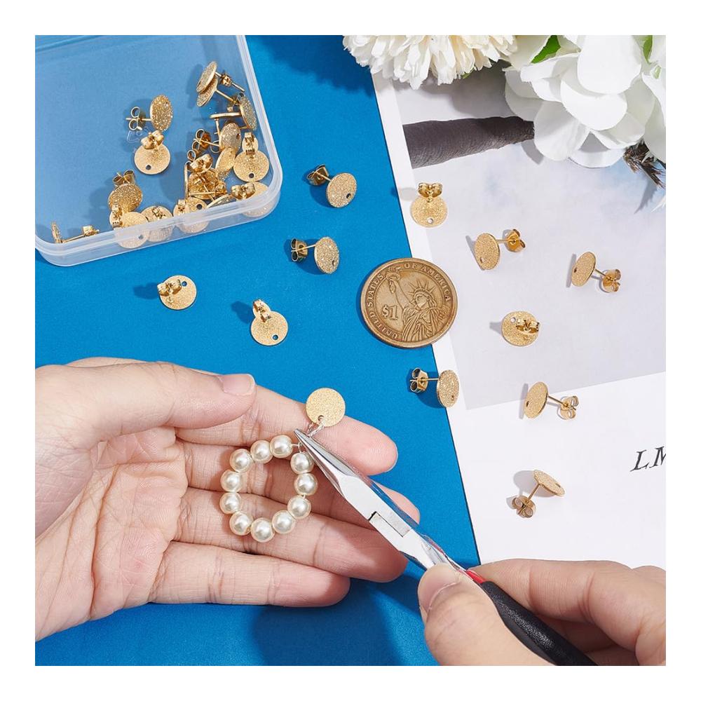 30 Stück Ohrhaken aus Edelstahl | Hypoallergene Ohrringverschlüsse | Ideale Basis für selbstgemachten Schmuck | Goldene Ohrstecker mit Ösen | Perfekt für Ohrring-Herstellung