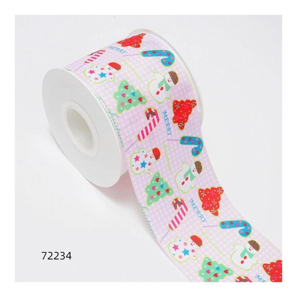 Exklusive 5 Yards Frohe Weihnachten Bedruckte Grosgrain-Satinbänder | DIY Dekoration & Geschenkverpackung | 25mm Ripsband für Festliche Schleifen & Handwerk